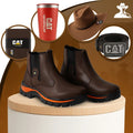 Bota Masculina Adventure em Couro Legítimo e Palmilha Ortopédica + BRINDES: Chapéu, Cinto, Carteira e Copo
