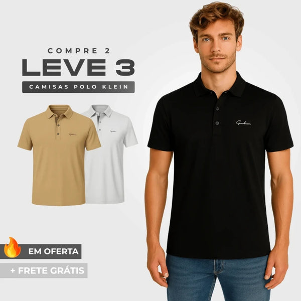 Kit 3 Camisa Polo Klein Manga Curta Minimalista