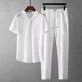 Terno esportivo fino masculino, camiseta monocromática e calça comprida, conjunto basculador masculino, streetwear casual, moda verão