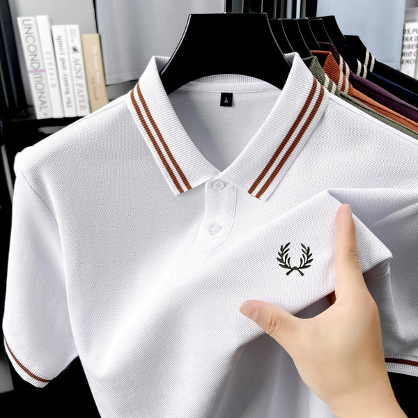 100% algodão puro de alta qualidade verão nova moda masculina manga curta confortável respirável camisa polo requintado bordado tshirt