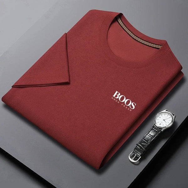 Camiseta masculina nova bordada verão em torno do pescoço manga curta camiseta masculina manga curta topo harajuku roupas masculinas