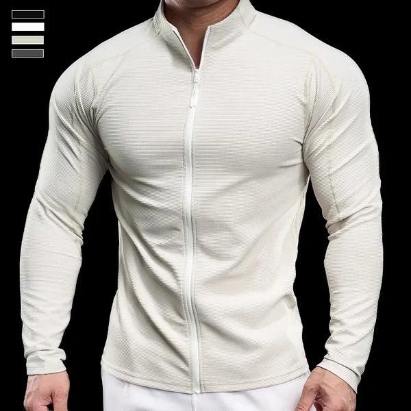 Outono novos homens ginásio correndo esportes fitness topos jaquetas ciclismo calças de manga comprida de secagem rápida respirável roupas de treinamento