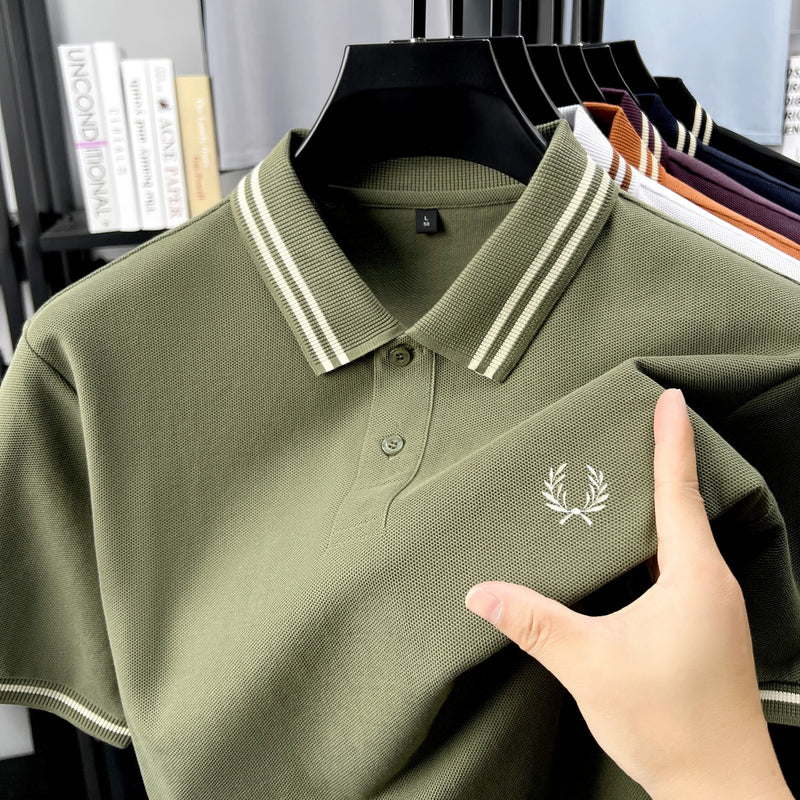 100% algodão puro de alta qualidade verão nova moda masculina manga curta confortável respirável camisa polo requintado bordado tshirt