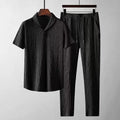 Terno esportivo fino masculino, camiseta monocromática e calça comprida, conjunto basculador masculino, streetwear casual, moda verão
