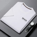 Camiseta masculina nova bordada verão em torno do pescoço manga curta camiseta masculina manga curta topo harajuku roupas masculinas