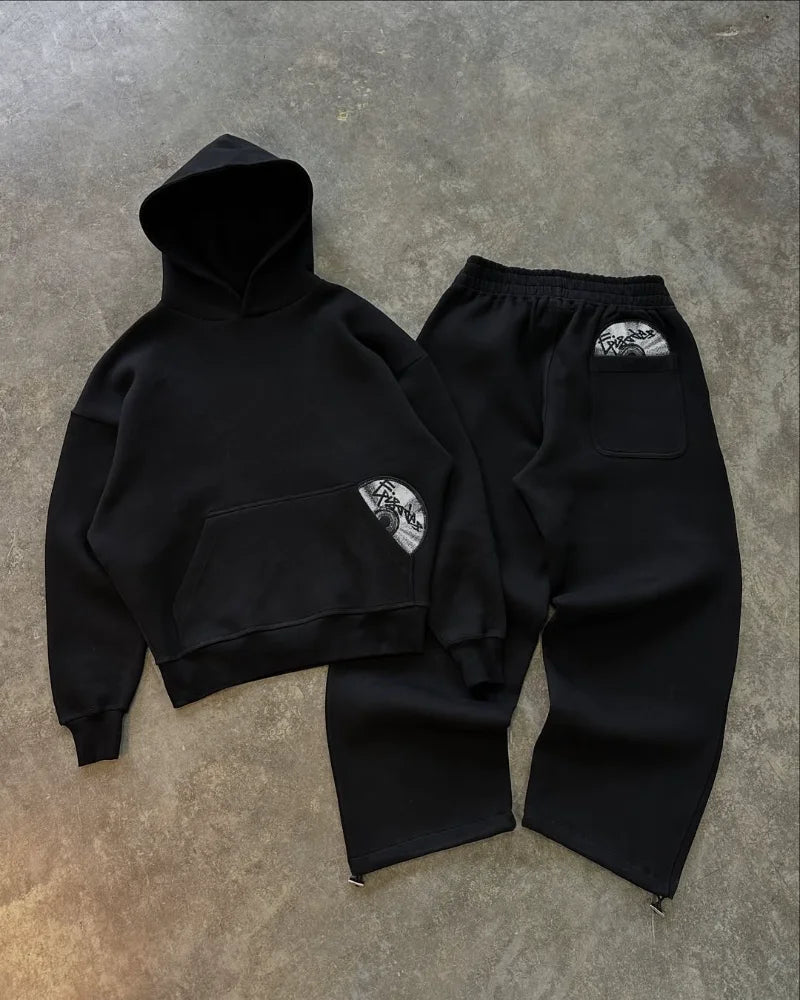 Street wear punk hip hop terno masculino y2k novo americano gótico harajuku bordado design jumper oversized casual solto terno esportivo