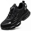 Botão rotativo sapatos de segurança homens tênis de dedo do pé de aço à prova de punctura botas de segurança de trabalho almofada de ar esporte sapatos de trabalho botas anti-esmagamento