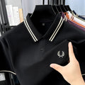 100% algodão puro de alta qualidade verão nova moda masculina manga curta confortável respirável camisa polo requintado bordado tshirt